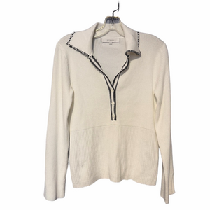 Verve Ami Ribbed Knit Sweater White/Black V-Neck Women’s Medium